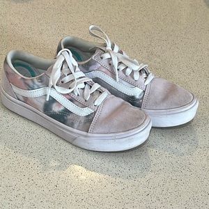 Girls Vans in pink suede with fabric tie dye